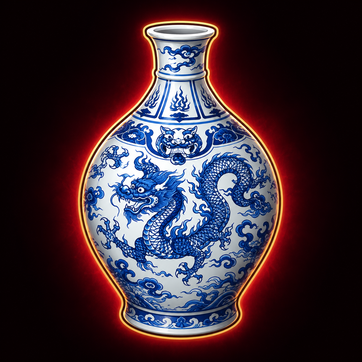 Blue-and-White Dragon Vase